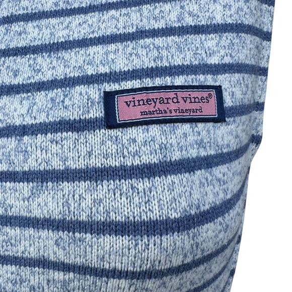 Vineyard Vines XS Vest Blue White Stripe Knit Zip Fleece Mock Neck Sweater - Picture 2 of 8